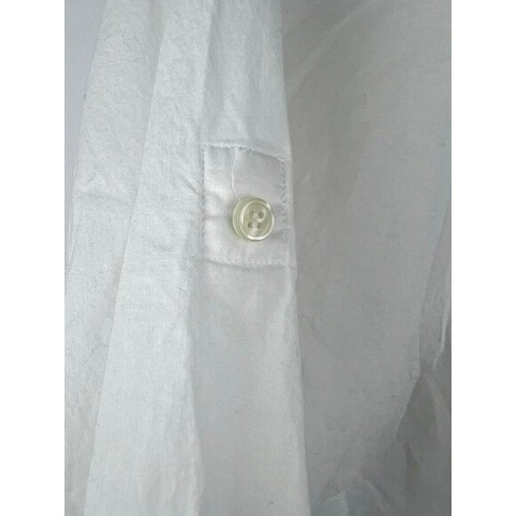 J Crew Women's Blouse Size Medium White Pullover 100% Cotton Roll Tab Sleeves - Picture 8 of 9